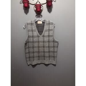 Royal Jeff by Lord Jeff Vintage Sweater Vest Gray Plaid Size M